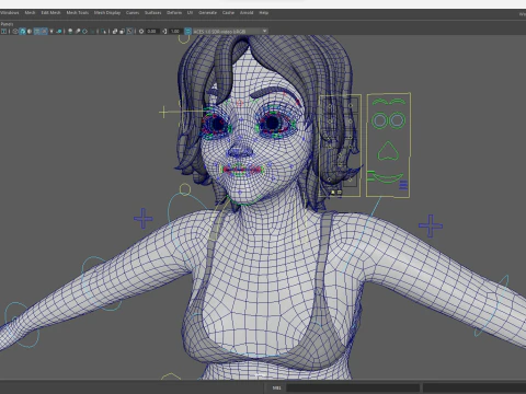 Free Stylized Cartoon Older Woman Rigged Elderly grandmother 3D Model
