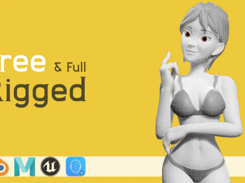 完璧なトポロジーを持つ無料の様式化された漫画の女性女性 3Dモデル