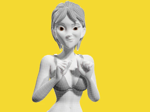 Free Stylized Cartoon Woman Woman with Perfect Topology 3D Model