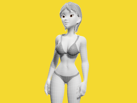 Free Stylized Cartoon Woman Woman with Perfect Topology 3Dモデル