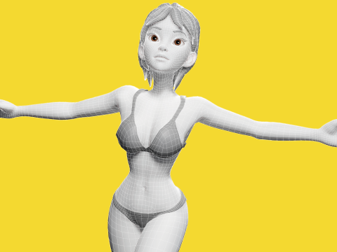 Free Stylized Cartoon Woman Woman with Perfect Topology 3Dモデル