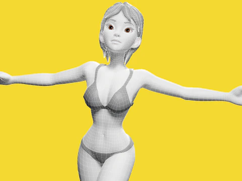 Free Stylized Cartoon Woman Woman with Perfect Topology 3D Model