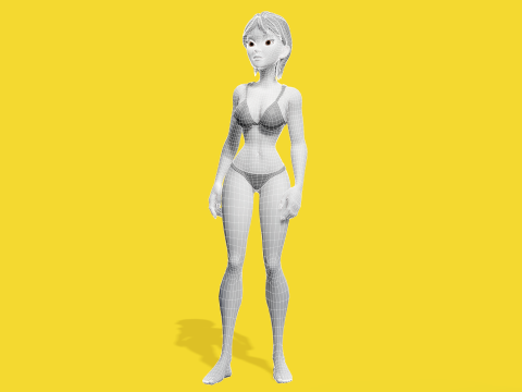 Free Stylized Cartoon Woman Woman with Perfect Topology 3Dモデル