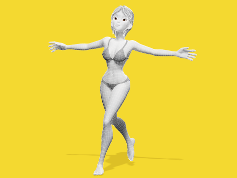 Free Stylized Cartoon Woman Woman with Perfect Topology 3Dモデル