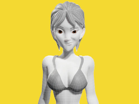 Free Stylized Cartoon Woman Woman with Perfect Topology 3D Model
