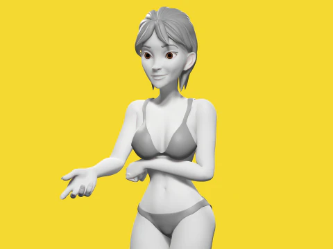 Free Stylized Cartoon Woman Woman with Perfect Topology 3D Model