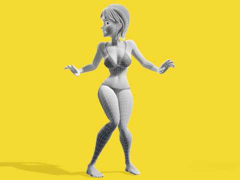 Free Stylized Cartoon Woman Woman with Perfect Topology 3Dモデル