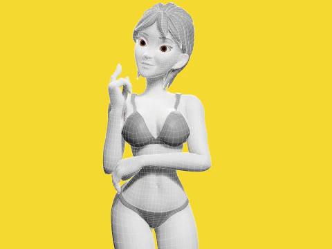Free Stylized Cartoon Woman Woman with Perfect Topology 3D Model