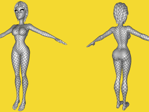 Free Stylized Cartoon Woman Woman with Perfect Topology 3Dモデル