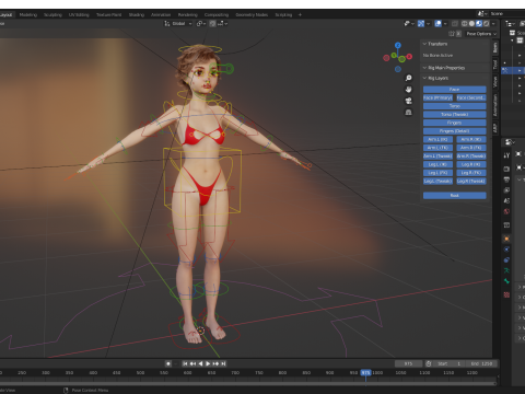 Toon Girl Female Character Modelo 3D