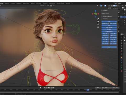 Toon Girl Female Character Modelo 3D