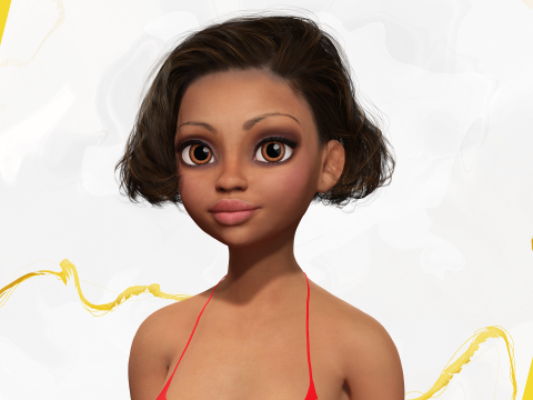 Afro American Female Character Toon 3D 模型
