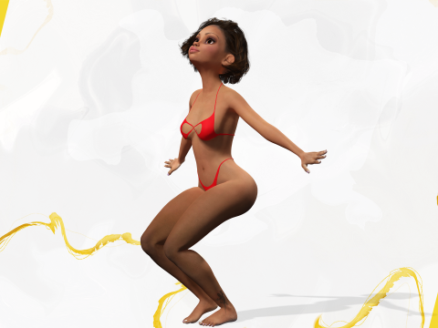 Afro American Female Character Toon 3D 模型