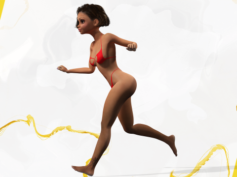 Afro American Female Character Toon 3D 模型