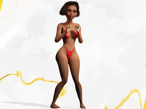 Afro American Female Character Toon 3D 模型
