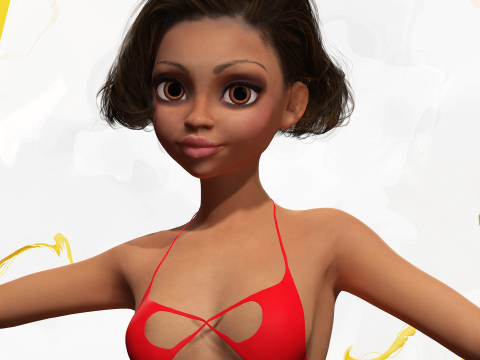 Afro American Female Character Toon 3D 模型