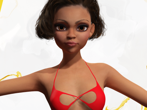 Afro American Female Character Toon 3D 模型