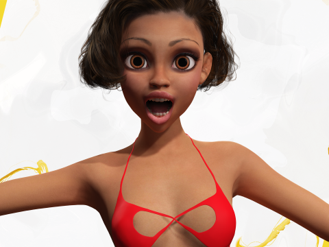 Afro American Female Character Toon 3D 模型