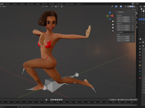 Afro American Female Character Toon 3D 模型