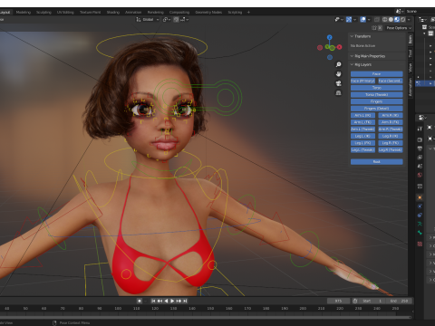 Afro American Female Character Toon 3D 模型