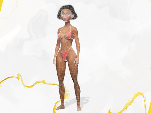 Afro American Female Character Toon 3D 模型