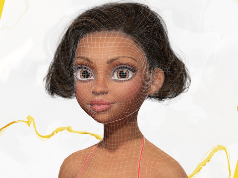 Afro American Female Character Toon 3D 模型