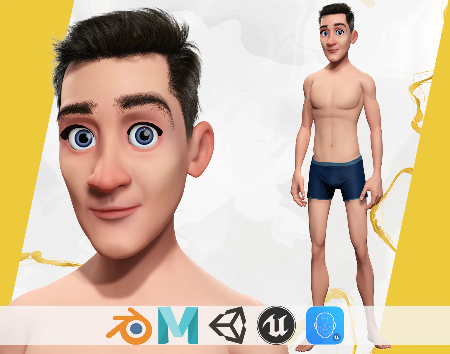 Base mesh Young Male 3D Model .c4d .max .obj .3ds .fbx .stl .blend