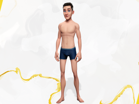 Base mesh Young Male Modello 3D