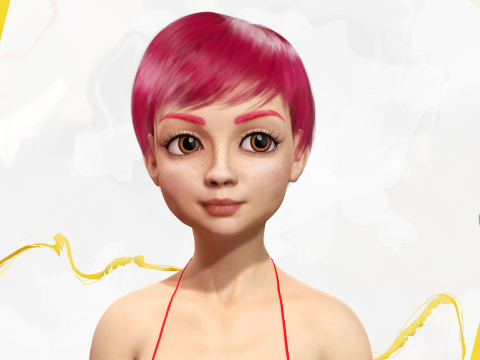 Cute Young Woman Red 3D Model