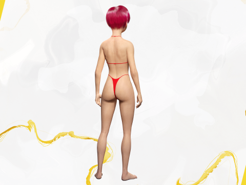 Cute Young Woman Red 3D Model