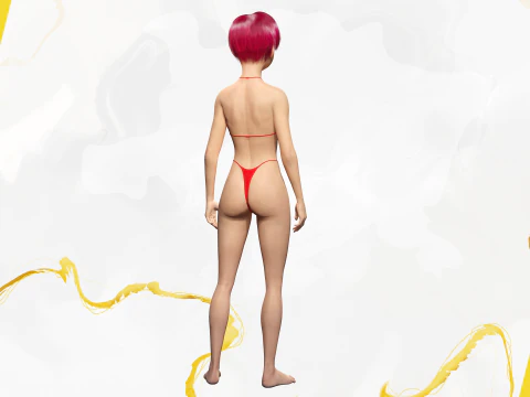 Leuke Jonge Vrouw Rood 3D Model