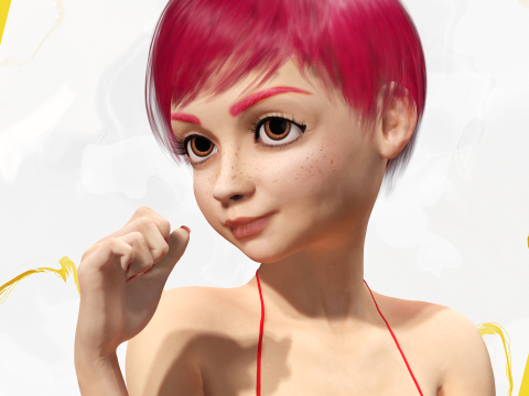Cute Young Woman Red 3D Model