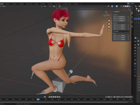 Cute Young Woman Red 3D Model