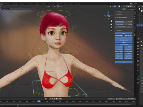 Leuke Jonge Vrouw Rood 3D Model