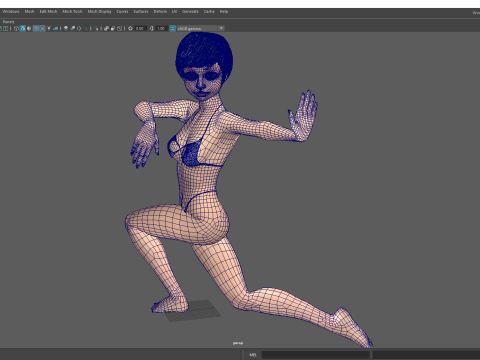 Cute Young Woman Red 3D Model