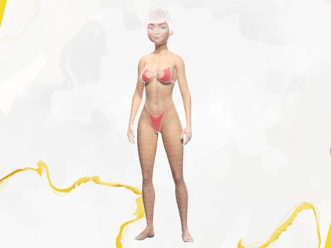 Leuke Jonge Vrouw Rood 3D Model