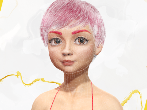 Cute Young Woman Red 3D Model