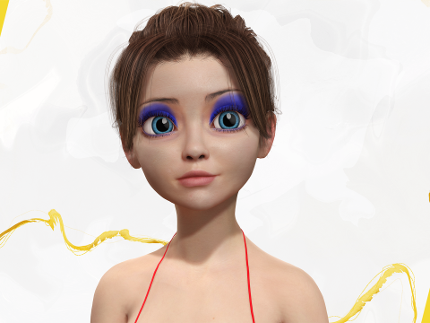 Stylized Cute Woman Model 3D