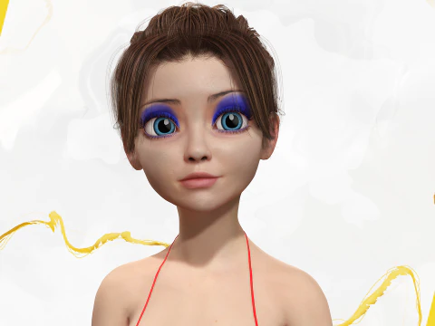Stylized Cute Woman 3D Model