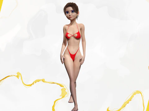 Stylized Cute Woman 3D Model