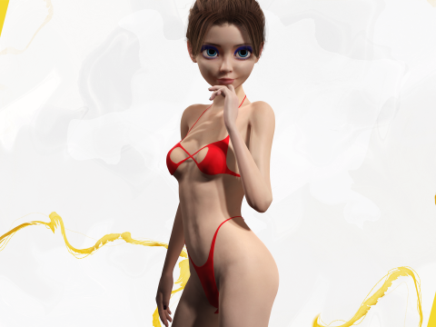 Stylized Cute Woman Model 3D