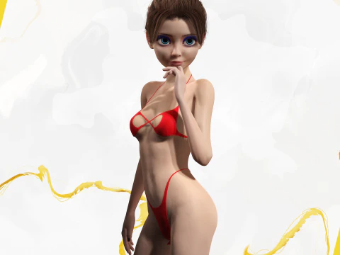 Stylized Cute Woman 3D Model