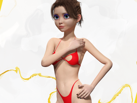 Stylized Cute Woman Model 3D