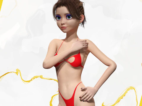 Stylized Cute Woman 3D Model