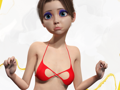 Stylized Cute Woman Model 3D