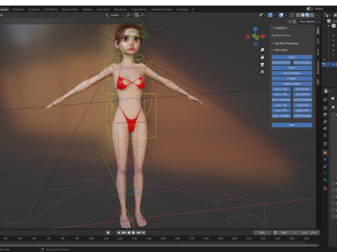 Stylized Cute Woman Model 3D
