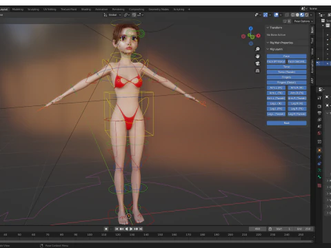 Stylized Cute Woman 3D Model