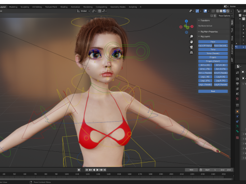 Stylized Cute Woman Model 3D