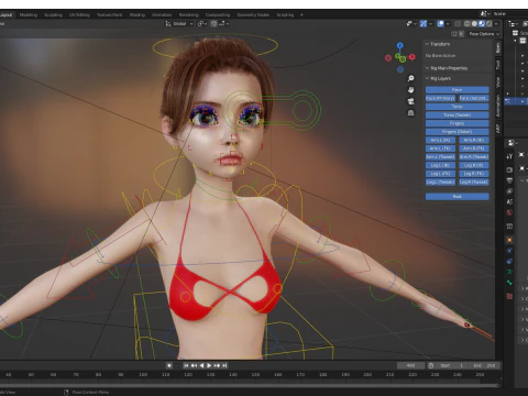Stylized Cute Woman 3D Model