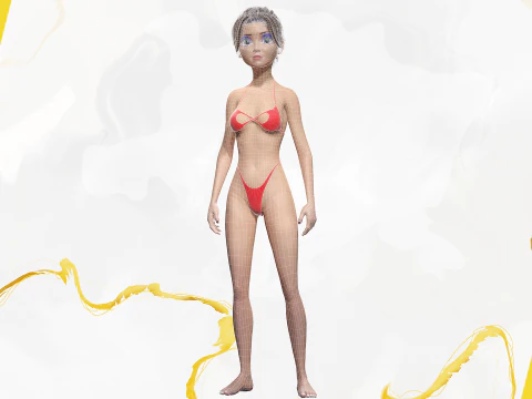 Stylized Cute Woman 3D Model